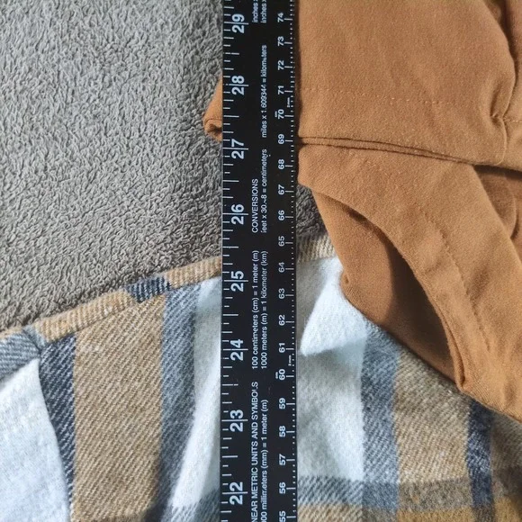 HAHA MAMA Women's Plaid Flannel Hooded Shirt Jacket Brown White Size L - Picture 4 of 7